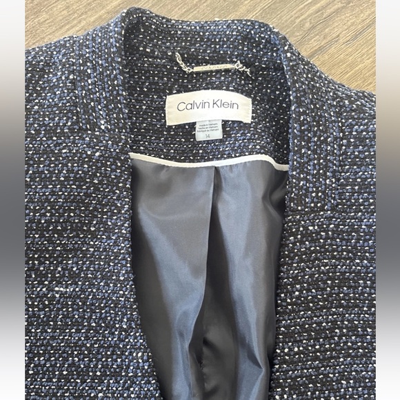 Calvin Klein Tweed Women 2- Piece Skirt Suit Set Size 14 Navy - Picture 11 of 11